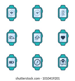Modern smart watches icon vector aqua