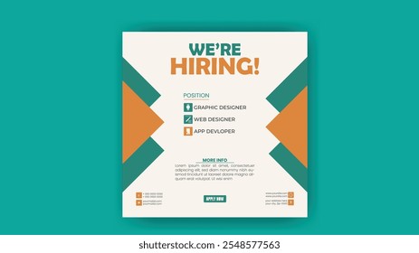 Modern smart We are hiring. we're hiring creative concept. Hiring creative work. open vacancy design, Hiring social media poster design.
