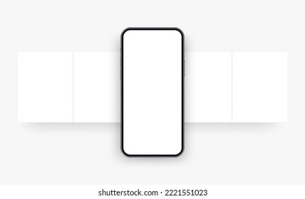 Modern Smartphone With Blank Carousel Social Media Posts Template. Vector Illustration