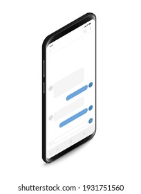 Modern smartphone with blank chat interface. Layered and detailed mockup