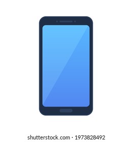 Modern smartphone with blank screen isolated on white background. Technology-related device. Simple trendy minimal vector cartoon mobile phone illustration. Flat style graphic design element icon.