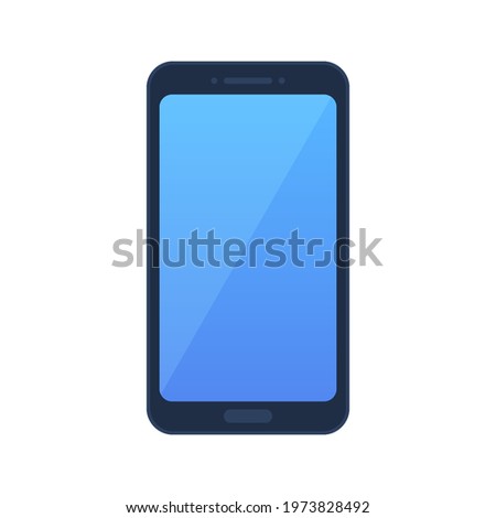 Modern smartphone with blank screen isolated on white background. Technology-related device. Simple trendy minimal vector cartoon mobile phone illustration. Flat style graphic design element icon.