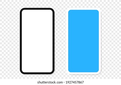 Modern smartphone with blank screen vector mockup isolated on transparent background