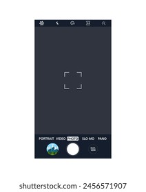 Modern smartphone camera application. User interface of camera viewfinder. Focusing screen in recording time. Vector illustration flat style