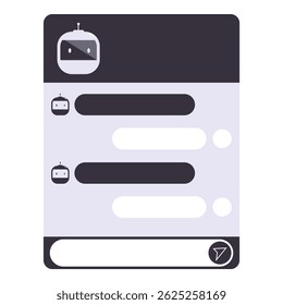 Modern smartphone with chatbot application displaying messages exchanged with user