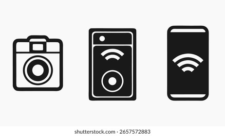 Coleção moderna de smartphones de contornos de smartphones estilizados com ícones definidos para design de aplicativo