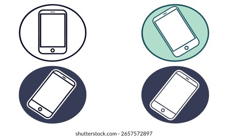 Modern smartphone collection of stylized smartphone outlines with icons set for app design