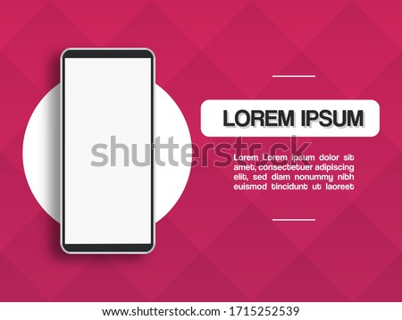 Modern smartphone design with front view, device mockup on geometric background