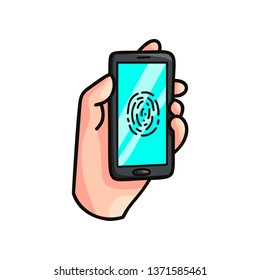 Modern smartphone device with fingerprint security lock