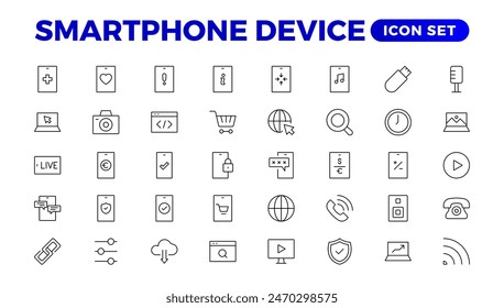 Modern Smartphone Device Icons for Engaging User Experiences. Collection of Smartphone Device Icons for Modern UI Design