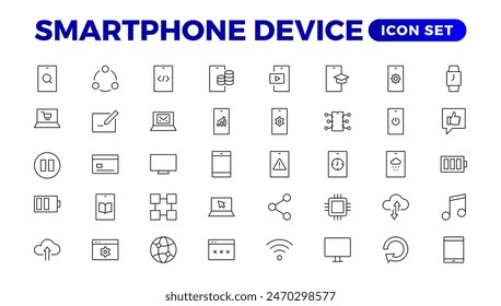 Iconos modernos del dispositivo del smartphone para las experiencias atractivas del usuario. Colección de iconos de dispositivos de smartphone para el diseño moderno de la interfaz de usuario