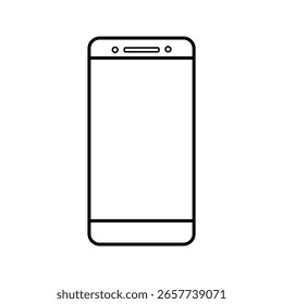 Modern smartphone device outline, simple mobile phone icon, vector illustration, technology concept