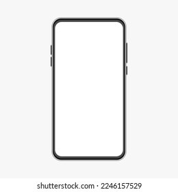Modern Smartphone Device Silver Black Frame Vector Mockup Template