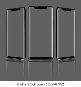 Modern Smartphone with different angles of view and Transparent Screens. High detailed vector illustration.