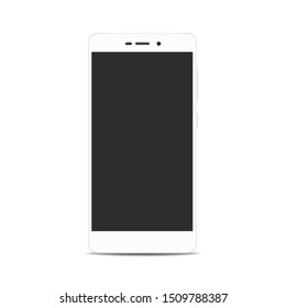 Modern smartphone display isolate on white background. White smartphone with blank screen mockup vector.