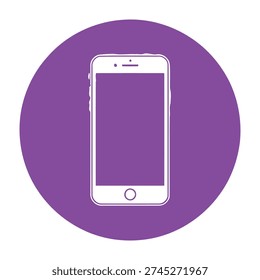 Modern smartphone displayed on vibrant purple circle background