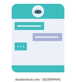 Smartphone moderno que muestra una conversación de chatbot, que representa la asistencia de la ayuda y la tecnología de comunicación