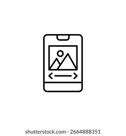 Modern Smartphone Displaying A Landscape Image With Adjustments Tool Line Art