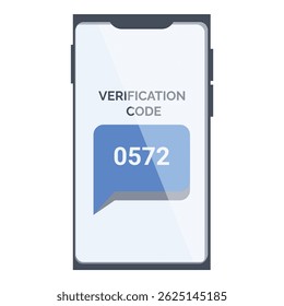 Modern smartphone displaying verification code notification on screen, concept of online security and privacy