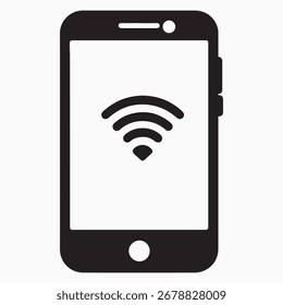 Modern smartphone displaying wireless internet signal icon for connectivity illustration