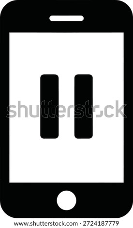 A modern smartphone displays a clear pause symbol on its screen