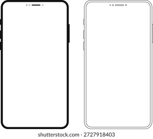 Dibujo moderno del smartphone . Elegante Vector de diseño de estilo de línea de trazo delgado. Maqueta elegante del smartphone del diseño del estilo del movimiento de la línea fina