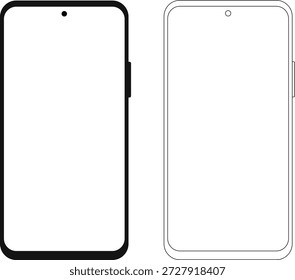 Dibujo moderno del smartphone . Elegante Vector de diseño de estilo de línea de trazo delgado. Maqueta elegante del smartphone del diseño del estilo del movimiento de la línea fina
