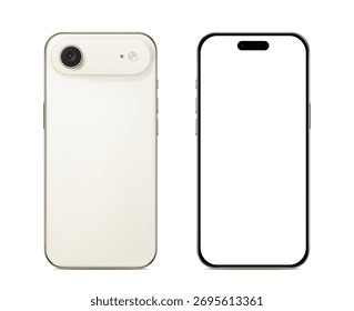 Smartphone moderno com câmera dupla e tela em branco no fundo branco