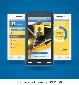 Modern smartphone. Flat design template for mobile apps