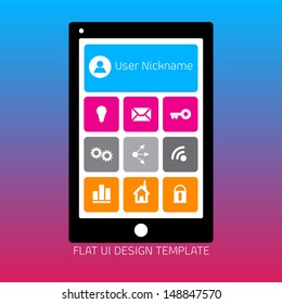 Modern smartphone flat user interface (UI) template