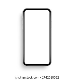 Modern smartphone frame mockup isolated on white background, front view. Vector illustration