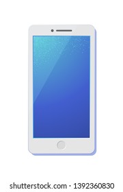 Modern smartphone front view vector illustration. Digital communication device, gadget for phone calls, sending messages, texting, chatting. Mobile phone display, touchscreen mockup with home button