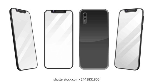 Modern Smartphone Handphone Mockup Vector  on White Background With Bezel Frame Less Display Concept Isolated