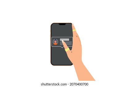 A modern smartphone in the hands of a girl. Gadget. Received a message. Vector illustration