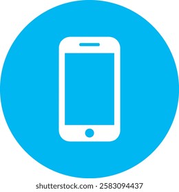 A modern Smartphone icon with a clean white outline on a light Cambridge blue background. Sleek and minimalistic, symbolizing mobile technology, communication, and digital connectivity in a simple, el