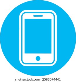 A modern Smartphone icon with a clean white outline on a light Cambridge blue background. Sleek and minimalistic, symbolizing mobile technology, communication, and digital connectivity in a simple, el