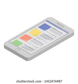 Modern smartphone icon. Isometric of modern smartphone vector icon for web design isolated on white background
