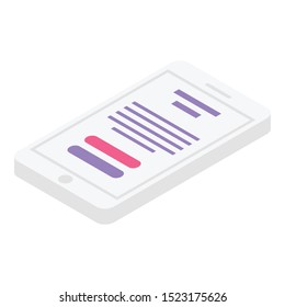 Modern smartphone icon. Isometric of modern smartphone vector icon for web design isolated on white background