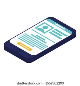 Modern smartphone icon. Isometric of modern smartphone vector icon for web design isolated on white background