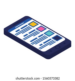 Modern smartphone icon. Isometric of modern smartphone vector icon for web design isolated on white background