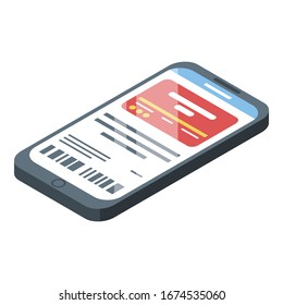 Modern smartphone icon. Isometric of modern smartphone vector icon for web design isolated on white background