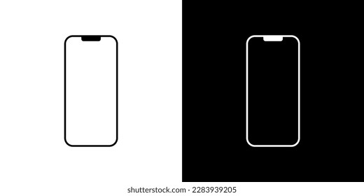 Modern smartphone isolated on black and white background . phone with blank screen . Vector illustration