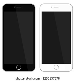 Modern smartphone isolated on white background . Mock up phone with blank screen . Vector illustration