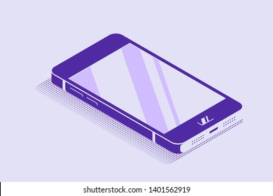 Modern smartphone in isometric 3D view. Flat style illustration.