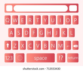 Modern smartphone keyboard of alphabet buttons. Mobile keyboard. Vector illustration
