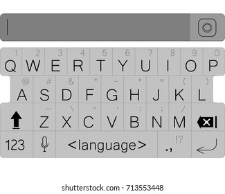 Modern smartphone keyboard of alphabet buttons. Mobile keyboard. Vector illustration