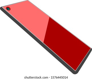 Modern smartphone, laptop or tablet with a red glossy screen and camera notch