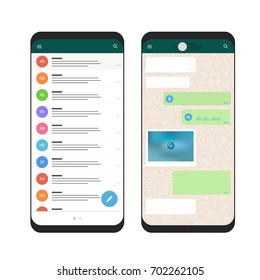 Modern smartphone messenger app. Vector mockup