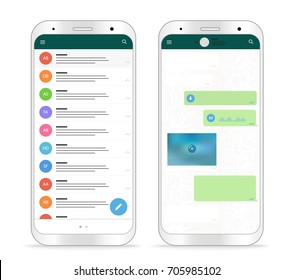 Modern smartphone messenger app. Vector mockup