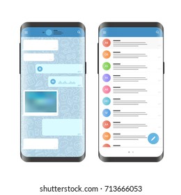 Modern smartphone messenger app. Vector mockup